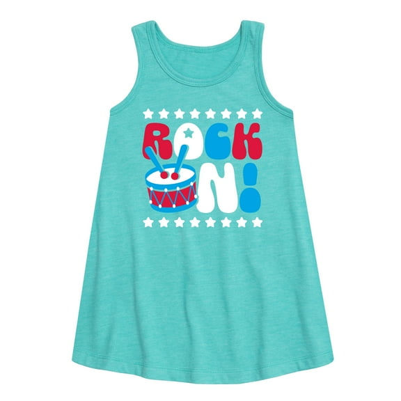 Instant Message - Fourth of July - Rock On American Drum - Toddler & Youth Girls A-line Dress