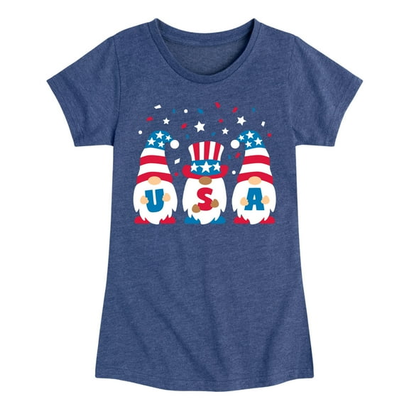 Instant Message - Fourth of July - USA Gnomes Celebrate - Toddler & Youth Girls Short Sleeve Graphic T-Shirt