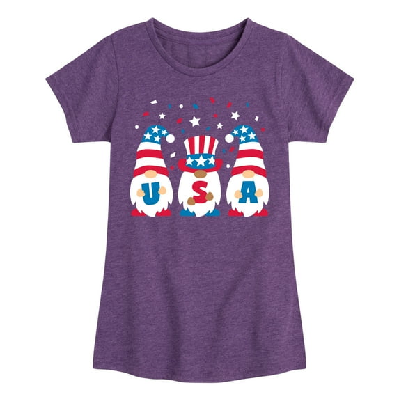 Instant Message - Fourth of July - USA Gnomes Celebrate - Toddler & Youth Girls Short Sleeve Graphic T-Shirt