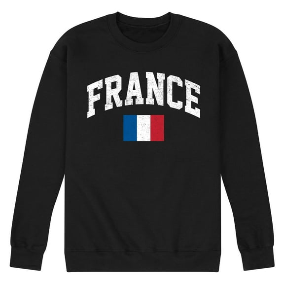 Instant Message - France Flag - Men's Crew Neck Fleece Pullover