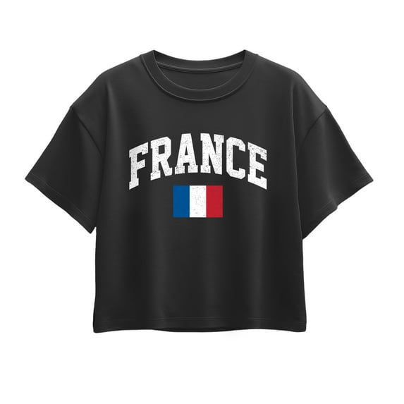 Instant Message - France Flag Short Sleeve Boxy Graphic T-Shirt