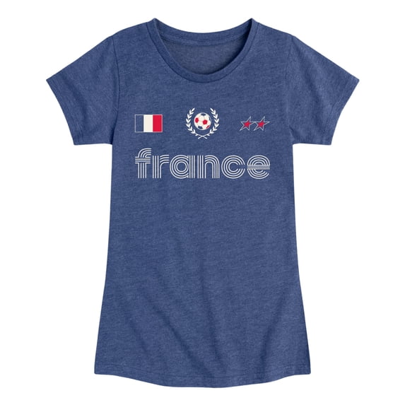 Instant Message - France Soccer Jersey - Youth Girls Fitted Short Sleeve T-Shirt