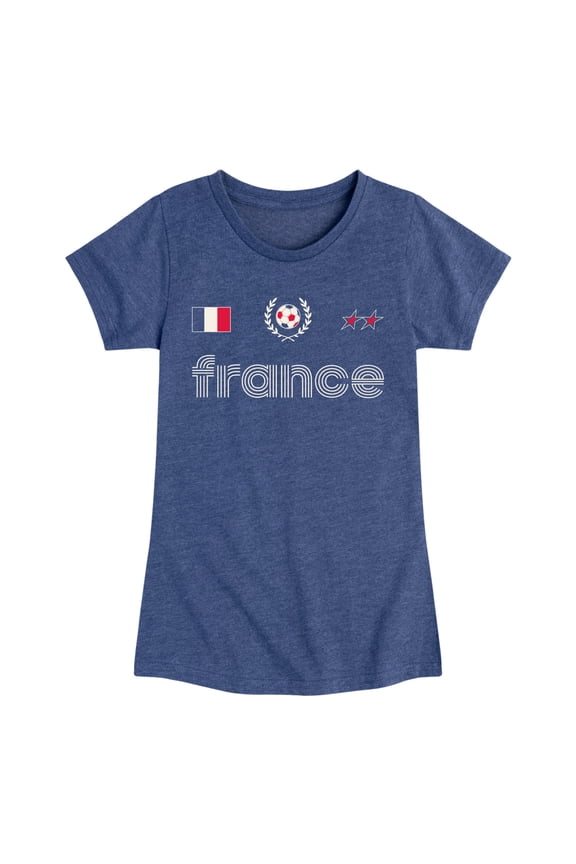 - France Soccer Jersey - Youth Girls Fitted Short Sleeve T-Shirt