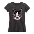 thumbnail image 1 of Instant Message - French Bulldog With Glasses - Women's Short Sleeve Graphic T-shirt, 1 of 5