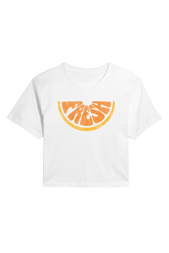 - Fresh Orange Slice - Juniors Cropped Graphic T-Shirt