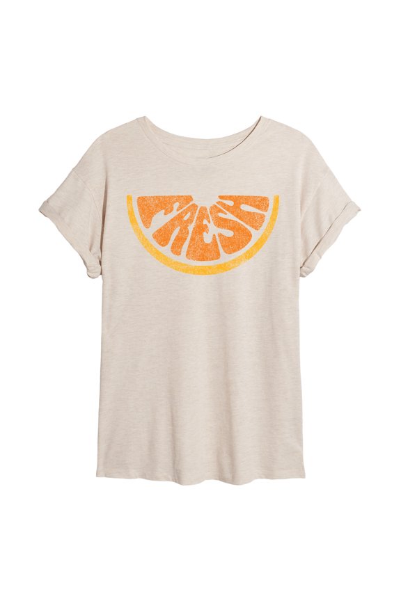 - Fresh Orange Slice - Juniors Oversized Graphic T-Shirt