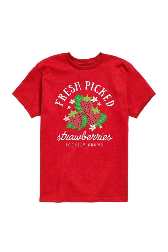 - Fresh Picked Strawberries - Youth Boys Short Sleeve Graphic T-Shirt