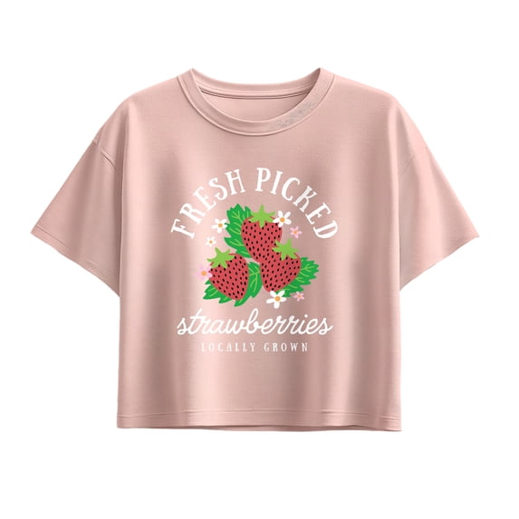 Instant Message - Fresh Picked Strawberries - Youth Girls Boxy T-Shirt