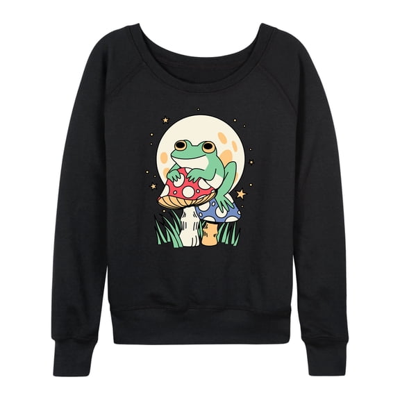 Instant Message - Frog And Mushrooms - Women's Lightweight French Terry Long Sleeve Shirt