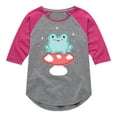 thumbnail image 1 of Instant Message - Frog On Mushroom - Toddler And Youth Girls Raglan Graphic T-Shirt, 1 of 6