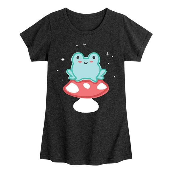 Instant Message - Frog On Mushroom - Toddler And Youth Girls Short Sleeve Graphic T-Shirt