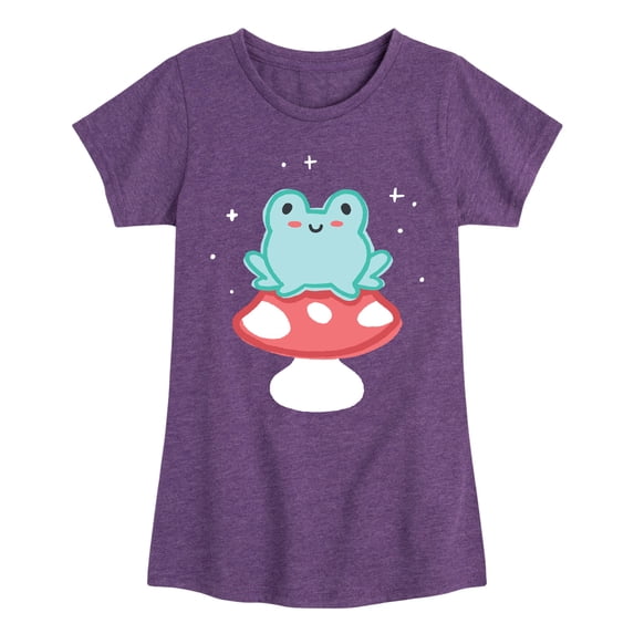 Instant Message - Frog On Mushroom - Toddler And Youth Girls Short Sleeve Graphic T-Shirt