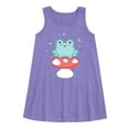 thumbnail image 1 of Instant Message - Frog On Mushroom - Toddler and Youth Girls A-line Dress, 1 of 5