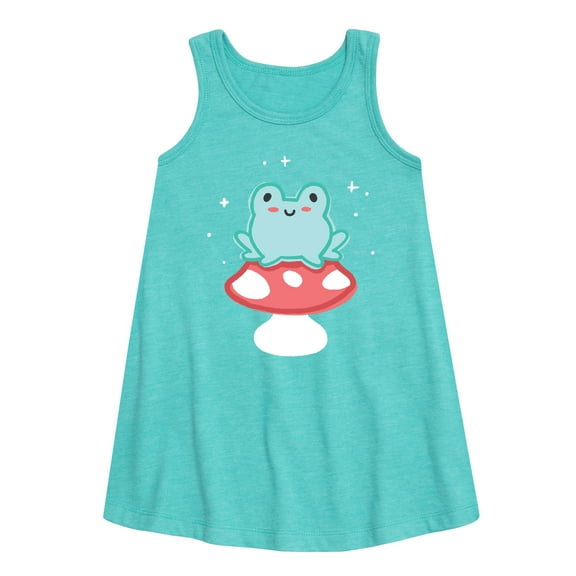 Instant Message - Frog On Mushroom - Toddler and Youth Girls A-line Dress
