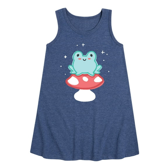 Instant Message - Frog On Mushroom - Toddler and Youth Girls A-line Dress