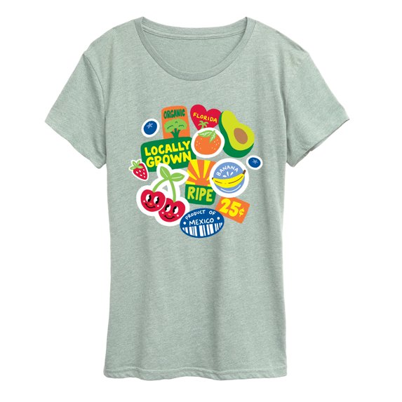 Instant Message - Fruit Stamps Women's Short Sleeve Graphic T-Shirt