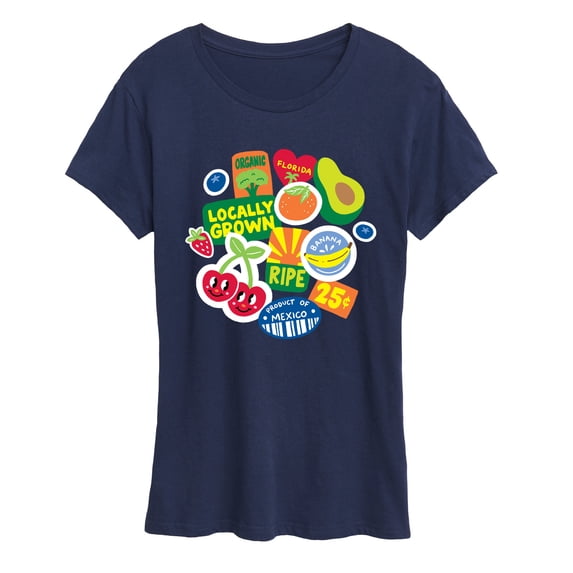 Instant Message - Fruit Stamps Women's Short Sleeve Graphic T-Shirt
