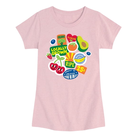 Instant Message - Fruit Stamps - Youth Girls Short Sleeve T-Shirt