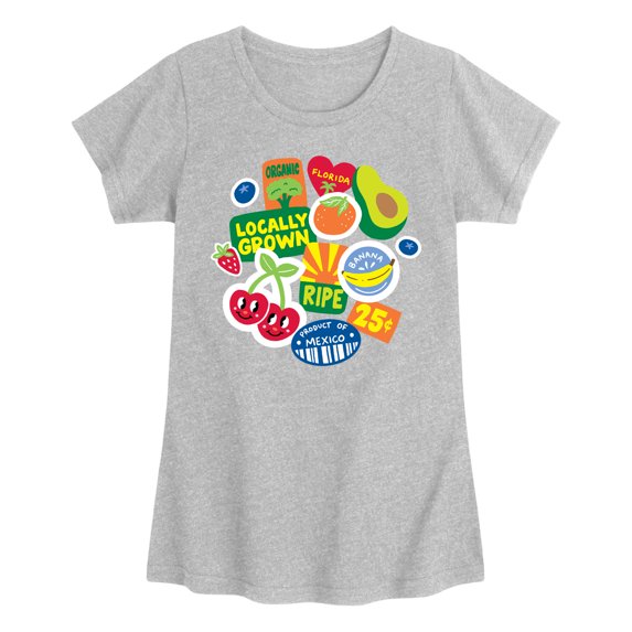 Instant Message - Fruit Stamps Fitted Short Sleeve Graphic T-Shirt
