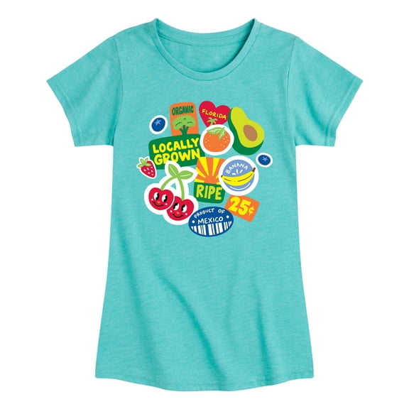 Instant Message - Fruit Stamps - Youth Girls Short Sleeve T-Shirt