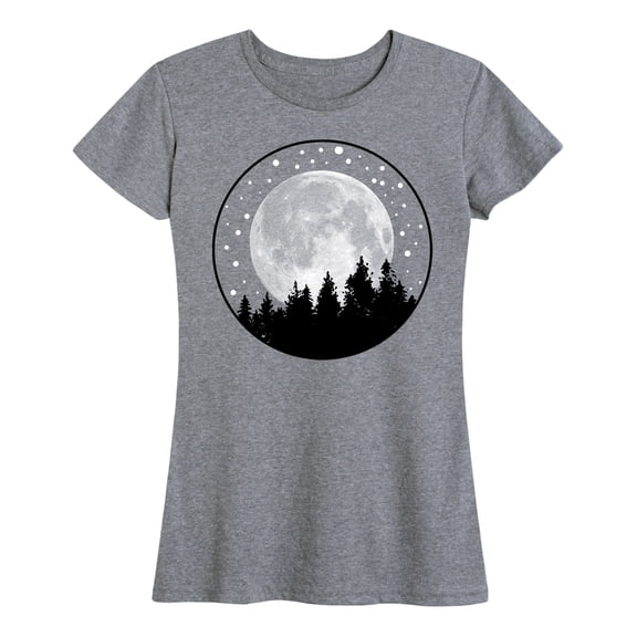 Instant Message - Full Moon Pine Trees- Women's Short Sleeve Graphic T-shirt
