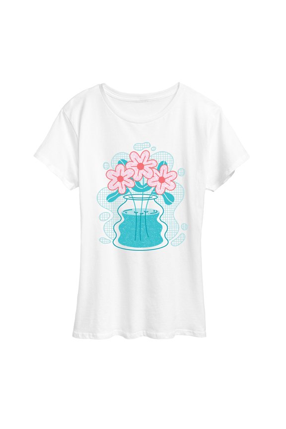 - Funky Vase With Flowers - Women's Short Sleeve Graphic T-Shirt