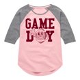 thumbnail image 1 of Instant Message - Game Day Football - Toddler & Youth Girls Raglan Graphic T-Shirt, 1 of 6