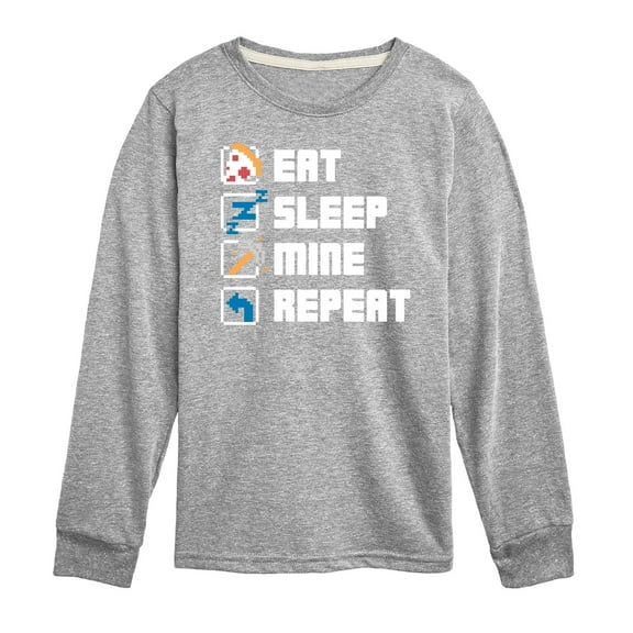 Instant Message - Gamer - Eat, Sleep, Mine, Repeat - Toddler & Youth Long Sleeve Graphic T-Shirt