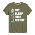 thumbnail image 1 of Instant Message - Gamer - Eat, Sleep, Mine, Repeat - Toddler & Youth Short Sleeve Graphic T-Shirt, 1 of 6