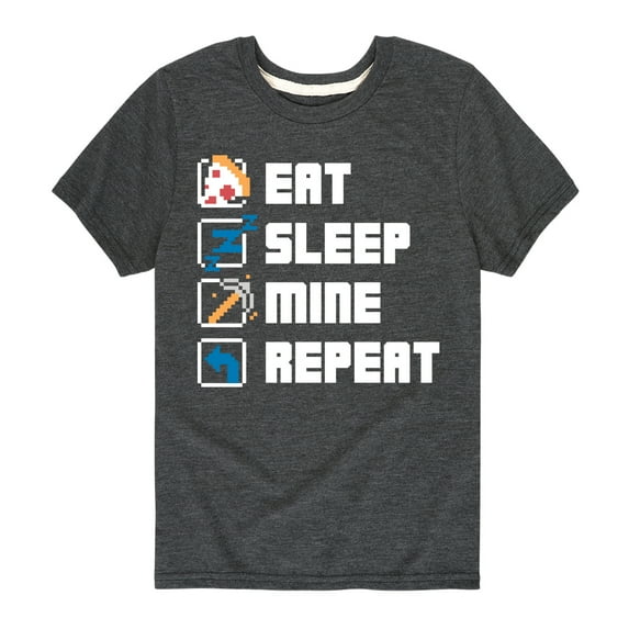 Instant Message - Gamer - Eat, Sleep, Mine, Repeat - Toddler & Youth Short Sleeve Graphic T-Shirt