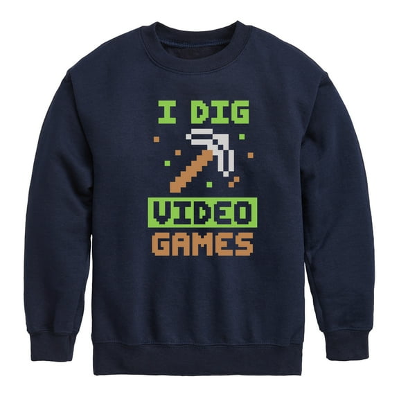 Instant Message - Gamer - I Dig Video Games - Toddler & Youth Crewneck Fleece Sweatshirt