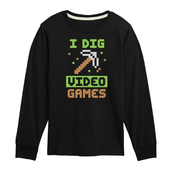 Instant Message - Gamer - I Dig Video Games - Toddler & Youth Long Sleeve Graphic T-Shirt