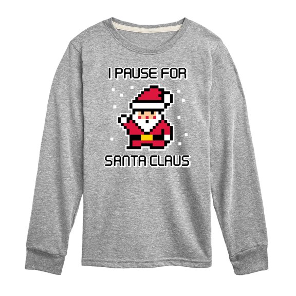 Instant Message - Gamer - I Pause for Santa Claus - Toddler & Youth Long Sleeve Graphic T-Shirt