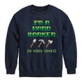 thumbnail image 1 of Instant Message - Gamer - I'm a Hard Worker In Video Games - Toddler & Youth Crewneck Fleece Sweatshirt, 1 of 6