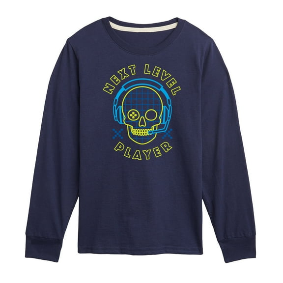 Instant Message - Gamer - Next Level Player - Toddler & Youth Long Sleeve Graphic T-Shirt