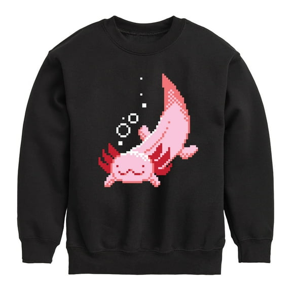 Instant Message - Gamer - Pixel Axolotl - Toddler & Youth Crewneck Fleece Sweatshirt