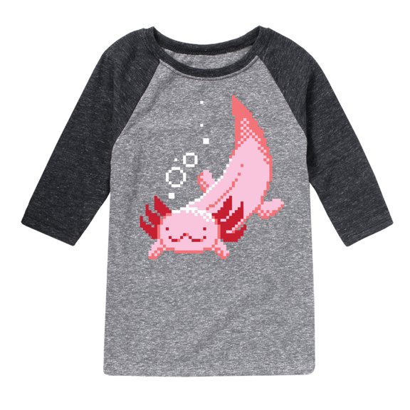 Instant Message - Gamer - Pixel Axolotl - Toddler & Youth Raglan Graphic T-Shirt