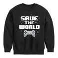 thumbnail image 1 of Instant Message - Gamer - Save The World - Toddler & Youth Crewneck Fleece Sweatshirt, 1 of 6