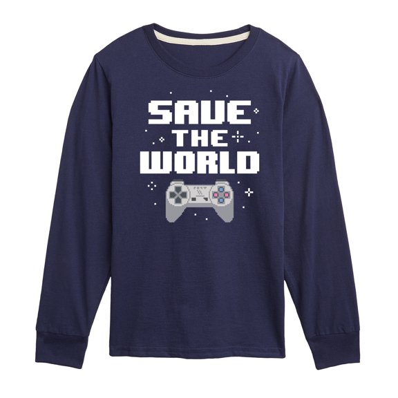 Instant Message - Gamer - Save The World - Toddler & Youth Long Sleeve Graphic T-Shirt