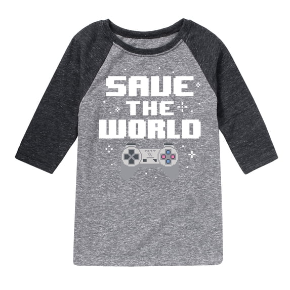 Instant Message - Gamer - Save The World - Toddler & Youth Raglan Graphic T-Shirt