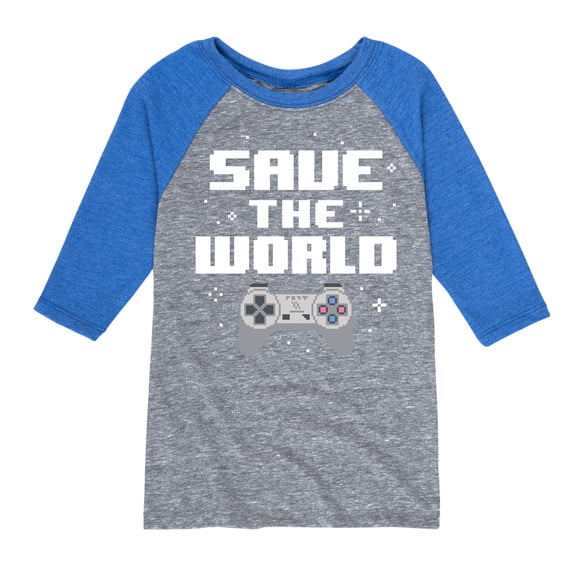 Instant Message - Gamer - Save The World - Toddler & Youth Raglan Graphic T-Shirt