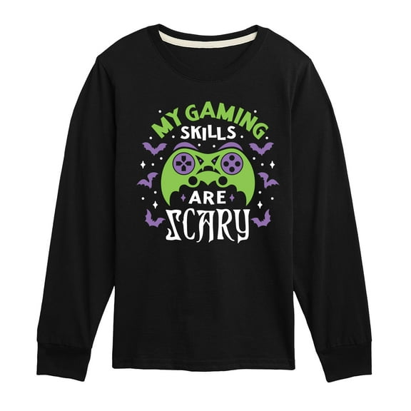 Instant Message - Gaming Skills Are Scary - Toddler & Youth Long Sleeve Graphic T-Shirt