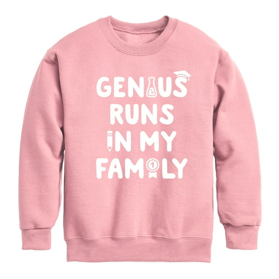 Instant Message - Genius Runs In My Family - Toddler & Youth Crewneck Fleece Sweatshirt