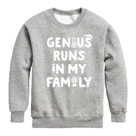 Instant Message - Genius Runs In My Family - Toddler & Youth Crewneck Fleece Sweatshirt