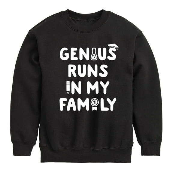 Instant Message - Genius Runs In My Family - Toddler & Youth Crewneck Fleece Sweatshirt
