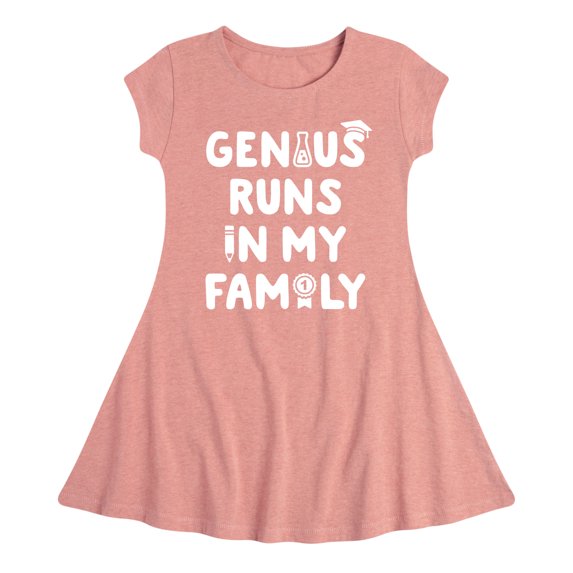 Instant Message - Genius Runs In My Family - Toddler & Youth Girls Fit & Flare Dress