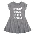 thumbnail image 1 of Instant Message - Genius Runs In My Family - Toddler & Youth Girls Fit & Flare Dress, 1 of 1