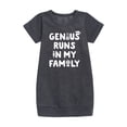 thumbnail image 1 of Instant Message - Genius Runs In My Family - Toddler & Youth Girls Fleece Dress, 1 of 1