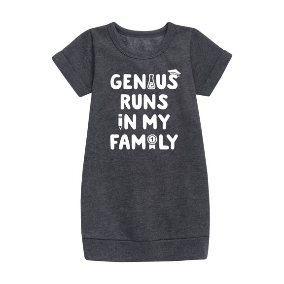 Instant Message - Genius Runs In My Family - Toddler & Youth Girls Fleece Dress