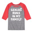 thumbnail image 1 of Instant Message - Genius Runs In My Family - Toddler & Youth Raglan Graphic T-Shirt, 1 of 7
